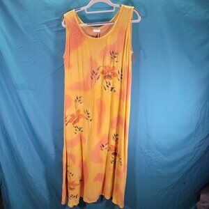 Handmade Pineapple Passion Sleeveless Floral Yellow & Orange Maxi Dress